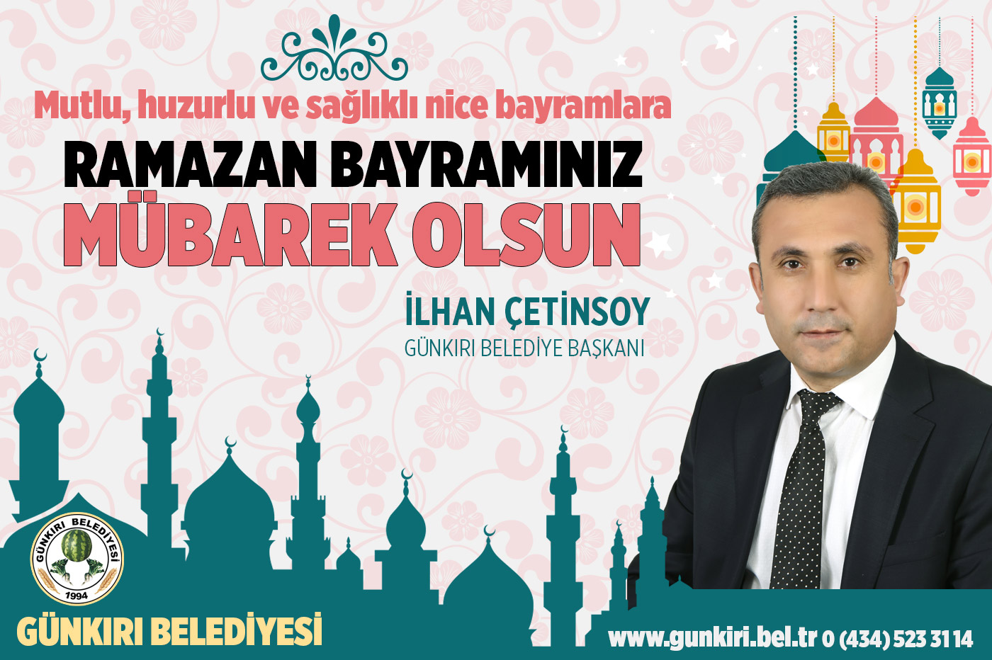 Günkırı Belediye Başkanı İlhan Çetinsoy Ramazan Bayramı Mesajı:  Ramazan Bayramı nedeniyle bir kutlama mesajı yayınlayarak, Ramazan Bayramı'nın birlik, beraberlik, hoşgörü ve kardeşlik duygusu içerisinde geçmesi temennisinden bulundu  Başkan Çetinsoy, mesajının devamında şunlara yer verdi: Hep birlikte refahını ve mutluluğunu yaşadığımız Ramazan Bayramı; huzurun, maneviyatın, sevginin ve dayanışmanın had safhaya çıktığı, dargınlıkların son bulduğu en önemli günlerimizdendir. Böylesi önemli bir günde; dargınlıkları aradan kaldırıp kucaklaşmanın huzurunu yaşamalıyız. Bu vesileyle tüm Müslüman aleminin ve kıymetli Günkırılı hemşerilerimin Ramazan Bayramı’nı tebrik eder, sevdikleriyle huzurlu ve mutlu bir bayram geçirmelerini diliyorum.